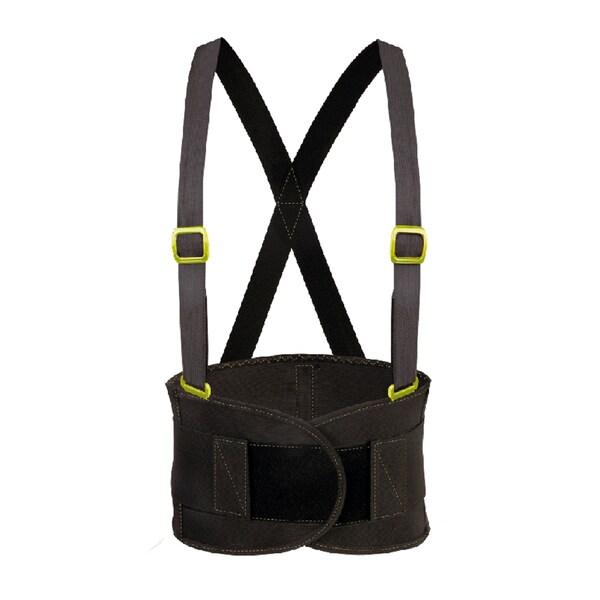 Shoulder strap-back support belt with elastic reinforced L